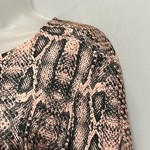 Aniye By Python Print Studded Sleeve Mini Sheath Dress Size Medium - Picture 6 of 15